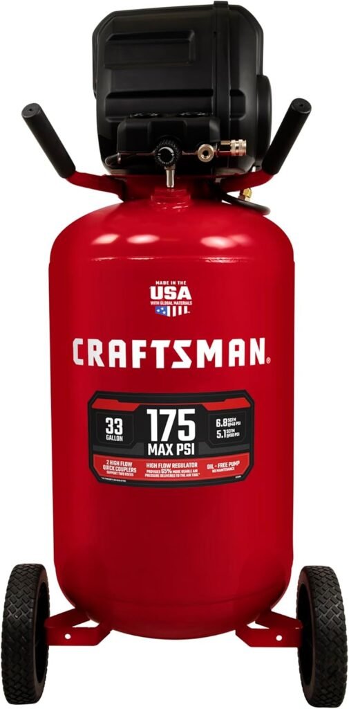 CRAFTSMAN Gallon Air Compressor, Max PSI, Portable Air Compressor, Vertical Air Compressor for Heavy-Duty Use, Ideal for Home Garage and Workshop, Efficient and Reliable Performance