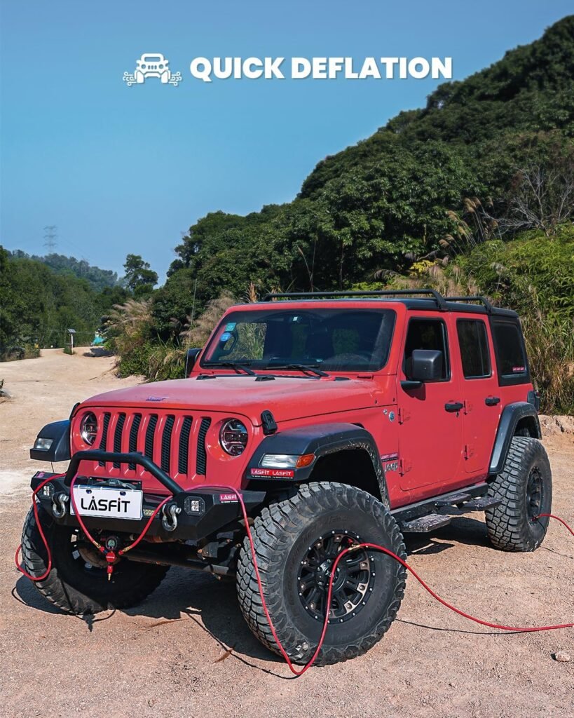 [2026 Upgraded] LASFIT H4 Tire Inflation Deflation System [No Leak  Kink] 200″ Wheelbase Universal Rapid High Flow Off Road Tire Deflator, Tire Air Up Down to Inflate or Deflate at Once