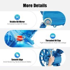 2200W 3HP Air Compressor Pump, High Efficiency 8.8CFM 115PIS Air Compressor Replacement Parts Ultra Quiet Air Compressors Pump for Chemical & Light Industry, Textile, Food Processing