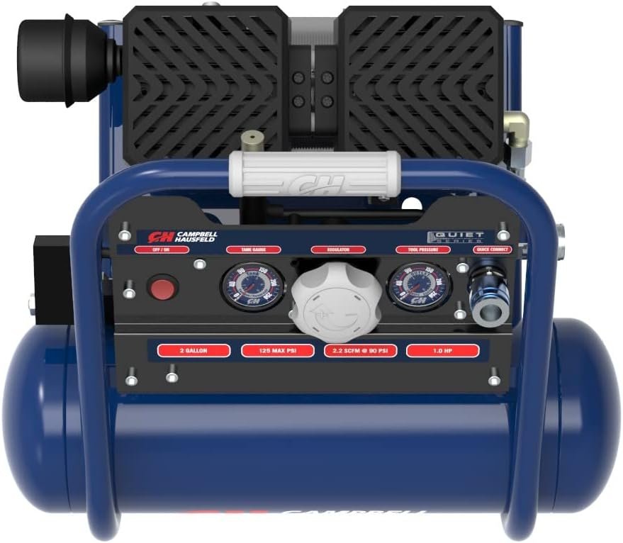 CAMPBELL HAUSFELD Quiet Gallon Air Compressor, HP, Volt, Single Stage, Max PSI, Efficient and Durable Design for Home or Professional Use, Compact and Portable Air Compressor