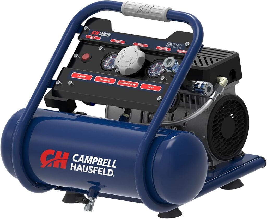CAMPBELL HAUSFELD Quiet Gallon Air Compressor, HP, Volt, Single Stage, Max PSI, Efficient and Durable Design for Home or Professional Use, Compact and Portable Air Compressor