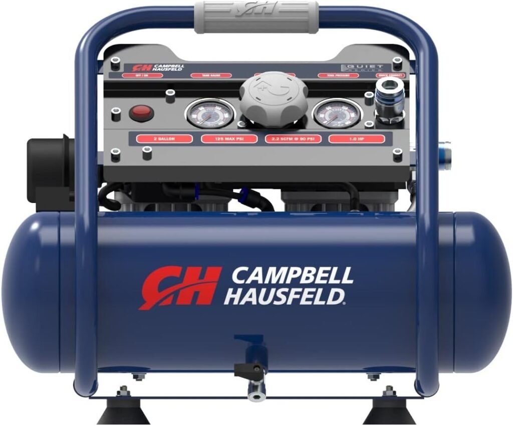 CAMPBELL HAUSFELD Quiet Gallon Air Compressor, HP, Volt, Single Stage, Max PSI, Efficient and Durable Design for Home or Professional Use, Compact and Portable Air Compressor