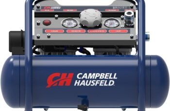 CAMPBELL HAUSFELD Quiet 2 Gallon Air Compressor, 2 HP, 120 Volt, Single Stage, 125 Max PSI, Efficient and Durable Design for Home or Professional Use, Compact and Portable Air Compressor