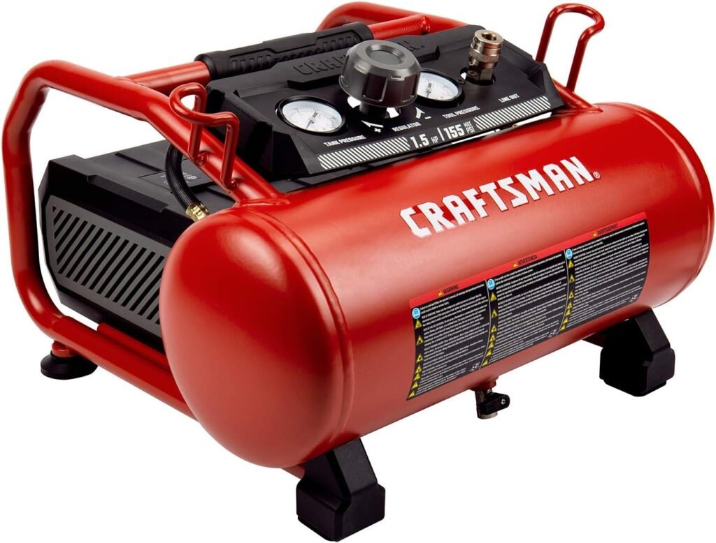 Craftsman Air Compressor Gallon Portable Hotdog Air Compressor, Max PSI 2.6 CFM@90psi Oil-Free Electric Workshop Air Compressors, CMXECXA0200341