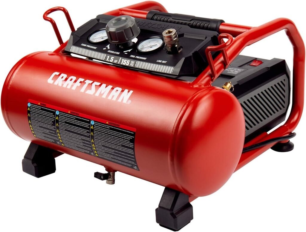 Craftsman Air Compressor Gallon Portable Hotdog Air Compressor, Max PSI 2.6 CFM@90psi Oil-Free Electric Workshop Air Compressors, CMXECXA0200341
