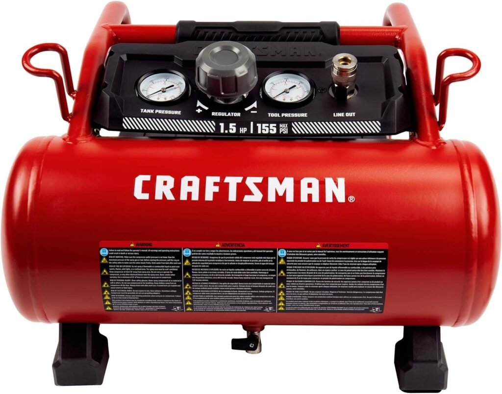 Craftsman Air Compressor Gallon Portable Hotdog Air Compressor, Max PSI 2.6 CFM@90psi Oil-Free Electric Workshop Air Compressors, CMXECXA0200341