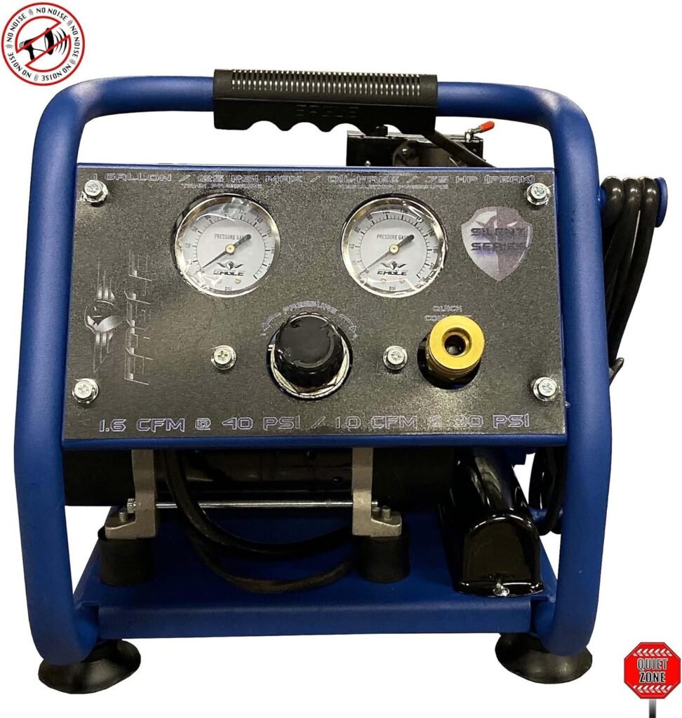 Eagle EA-2000 Silent Series Portable Air Compressor PSI, MAX PSI, V, Hot Dog with Panel, Blue, Gallon