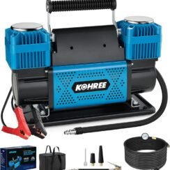 Kohree 12V Dual Cylinder Air Compressor, 12.35 ft³/Min Fast Tire Inflator, Portable Heavy Duty Tire Pump with Max 150 PSI for Offroad Truck, RV, 4×4 Vehicles