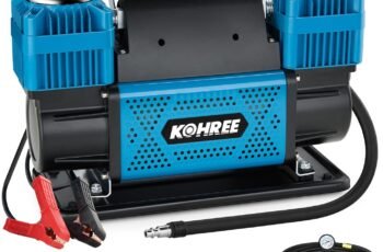 Kohree 12V Dual Cylinder Air Compressor, 12.35 ft³/Min Fast Tire Inflator, Portable Heavy Duty Tire Pump with Max 150 PSI for Offroad Truck, RV, 4×4 Vehicles