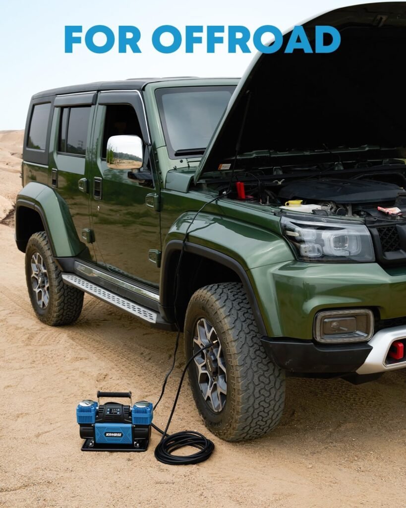 Kohree 12V Dual Cylinder Air Compressor with Digital Display Panel, Heavy Duty 12.35CFM Fast Tire Inflator Tire Pump for Offroad Truck RV 4x4 Vehicle, Max PSI