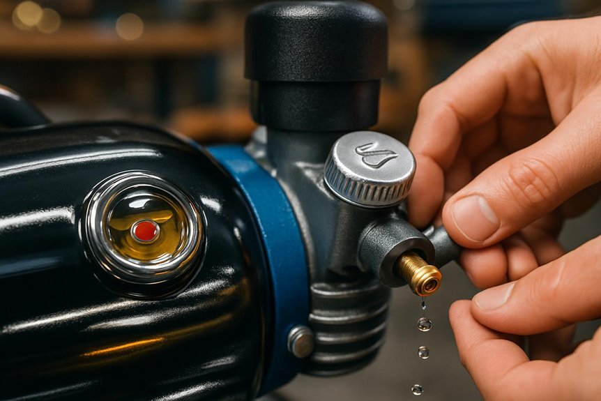 oil level check condensate drain filter inspect