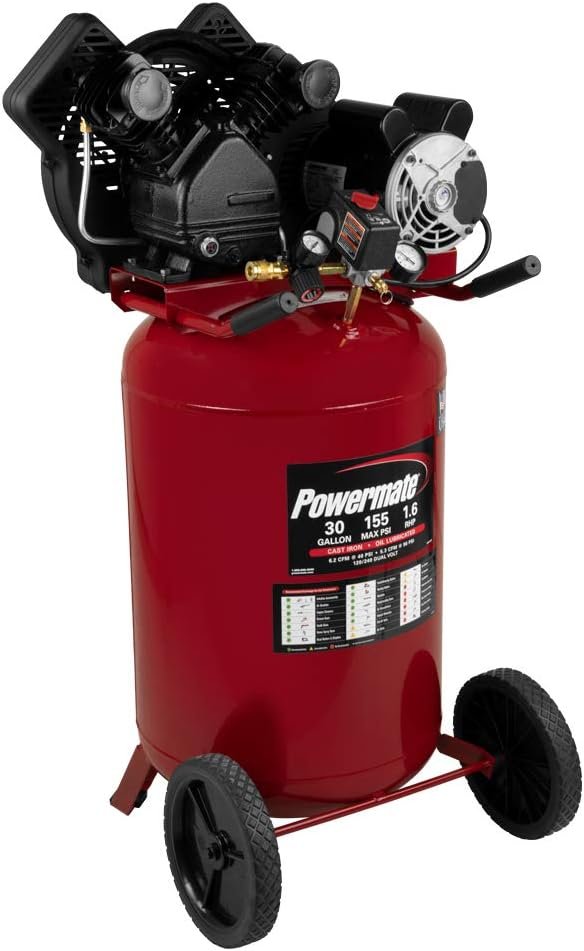 PowerMate Vx PLA1683066 30-Gallon Portable Twin Cylinder Cast Iron Air Compressor PowerMate Vx PLA1683066 30-Gallon Portable Twin Cylinder Cast Iron Air Compressor