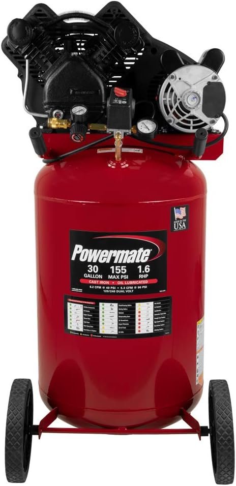 PowerMate Vx PLA1683066 30-Gallon Portable Twin Cylinder Cast Iron Air Compressor PowerMate Vx PLA1683066 30-Gallon Portable Twin Cylinder Cast Iron Air Compressor