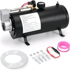 PTNHZ DC 12V MAX 150PSI Air Compressor Tank Pump w/3 Liter 0.8 Gallon Tank For Train Truck Boat Pickup Motorhome Portable Air Compressor Pump