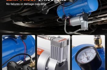 VEVOR 12V Air Compressor with 1.6 Gallon Tank, Train Horn Compressor, 120 psi Working Pressure, Inflating Tires, Air Mattresses