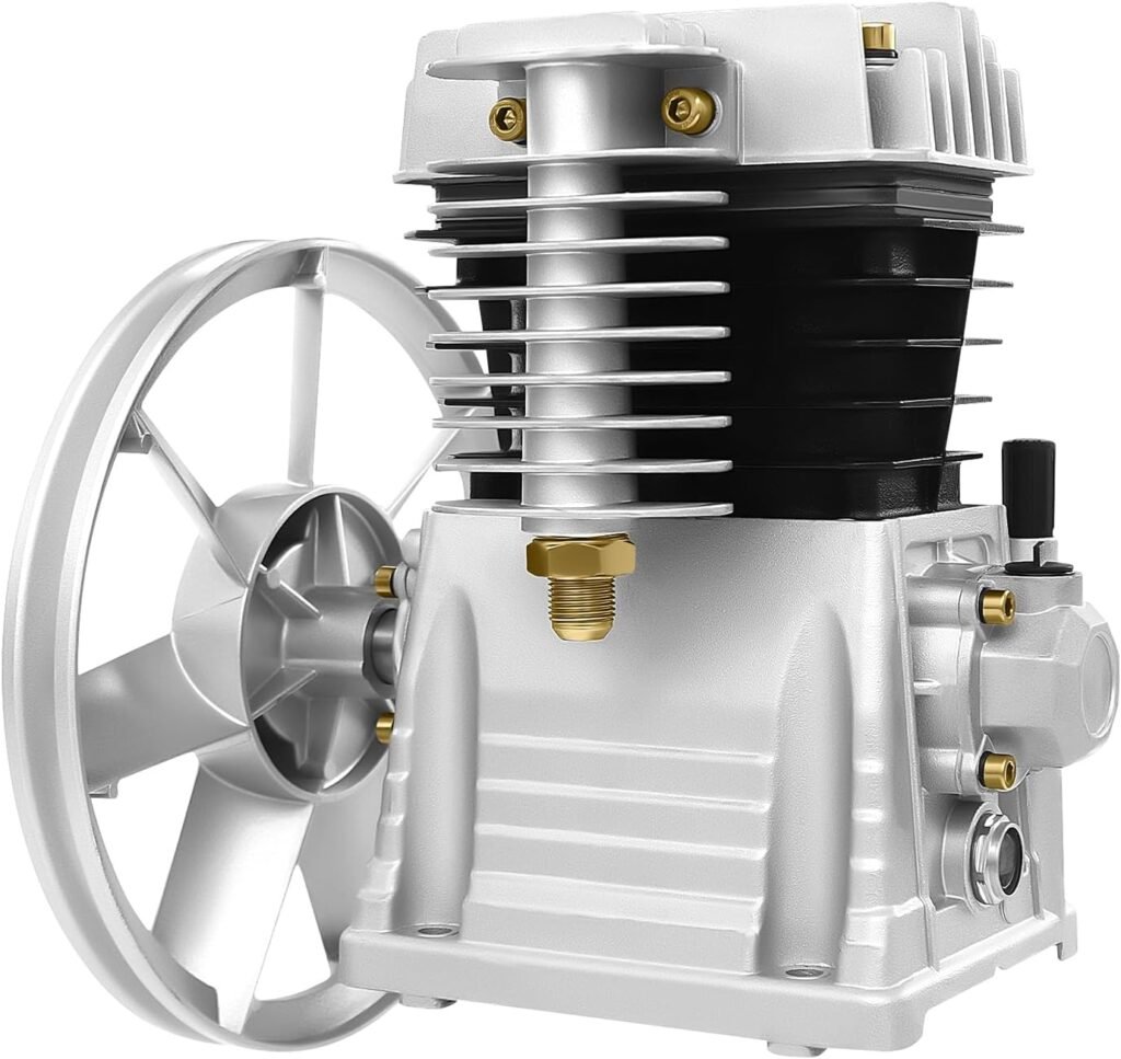 2HP Air Compressor Pump Head, Single Stage Twin Cylinder Universal Low Energy Consumption Air Compressor Head Motor, Faster InflationLow Noise