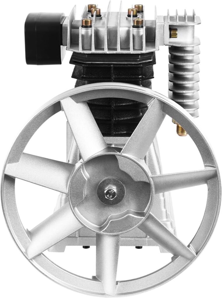 Air Compressor Pump, 3HP Industrial Compressor Head Pump Motor, 66Gal/min Twin Cylinder Aluminum Air Compressor Head Piston Style Splash Lubrication Pump
