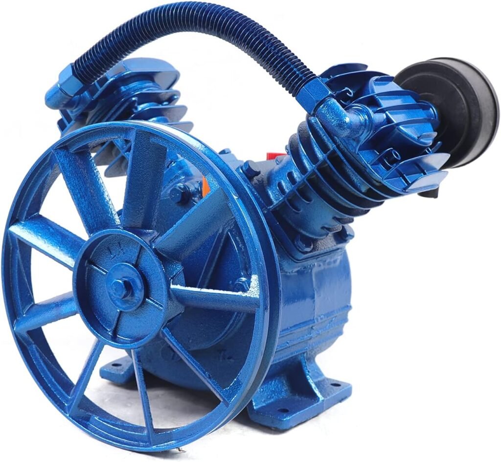 Air Compressor Pump Head, 3HP 183PSI 3.5CFM, 2-Cylinder Oil Lubricated Air Compressor Piston Pump Head, V-Type Cast Iron Replacement, Universal Air Compressor Pump Motor Head