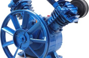 Air Compressor Pump Head, 3HP 183PSI 3.5CFM, 2-Cylinder Oil Lubricated Air Compressor Piston Pump Head, V-Type Cast Iron Replacement, Universal Air Compressor Pump Motor Head