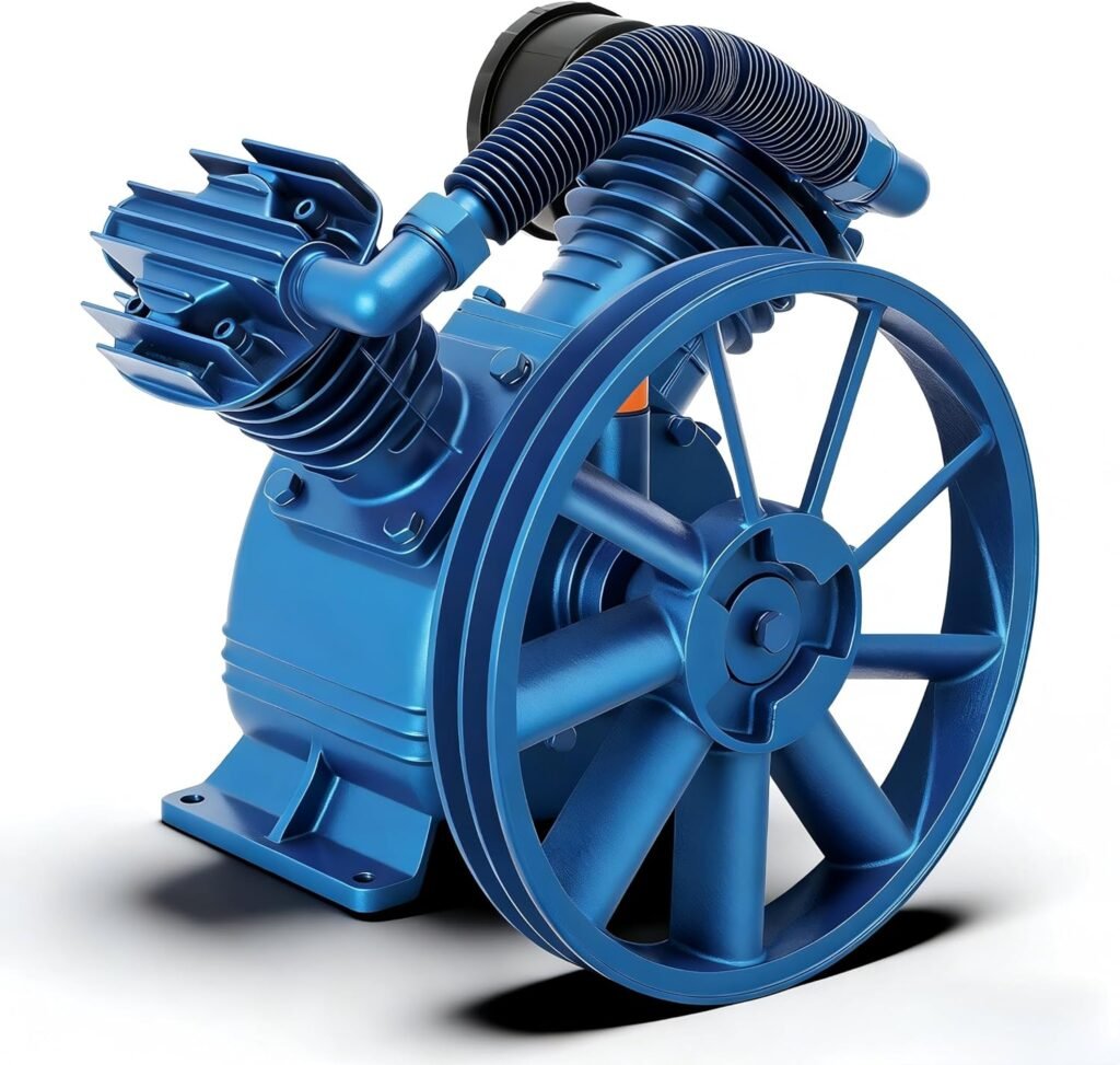 Air Compressor Pump Head, 5.5HP 11CFM 175PSI, 2-Cylinder Oil Lubricated Air Compressor Piston Pump Head, V-Type Cast Iron Replacement, Universal Air Compressor Pump Motor Head