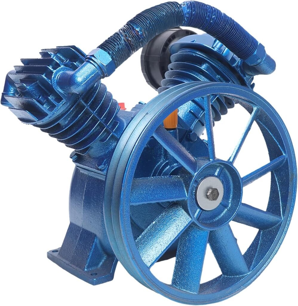 Air Compressor Pump Head, 5.5HP  175PSI, Twin Cylinder Oil Lubricated Air Compressor Piston Pump Head, V-Type Cast Iron Replacement, Universal Air Compressor Pump Motor Head