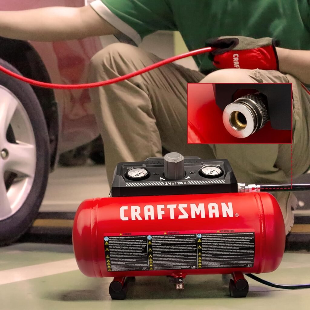 Craftsman Air Compressor 1.5 Gallon Portable,/4 HP, 1.5 CFM@90PSI, Max PSI, Oil Free, Lightweight Air Compressor for DIY Workshop, Small Project