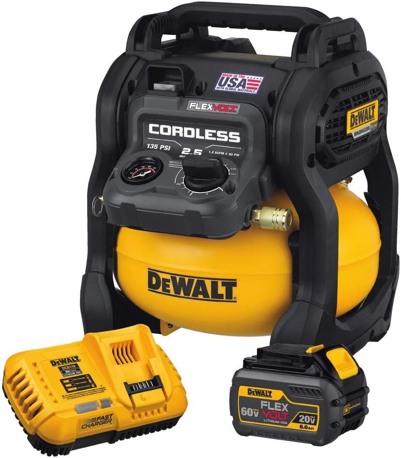 DEWALT FLEXVOLT 60V MAX* Air Compressor Kit, Cordless, 2.5 Gallon (DCC2560T1)