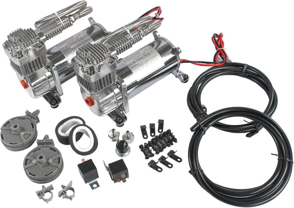 DICMIC 12V 444C PSI Chrome Air Compressor for Auto/Motorcycle