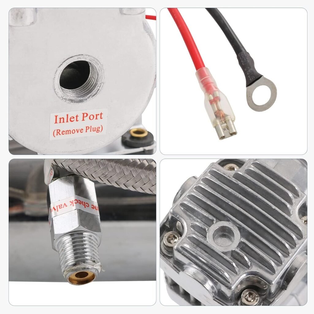 DICMIC 12V 444C PSI Chrome Air Compressor for Auto/Motorcycle