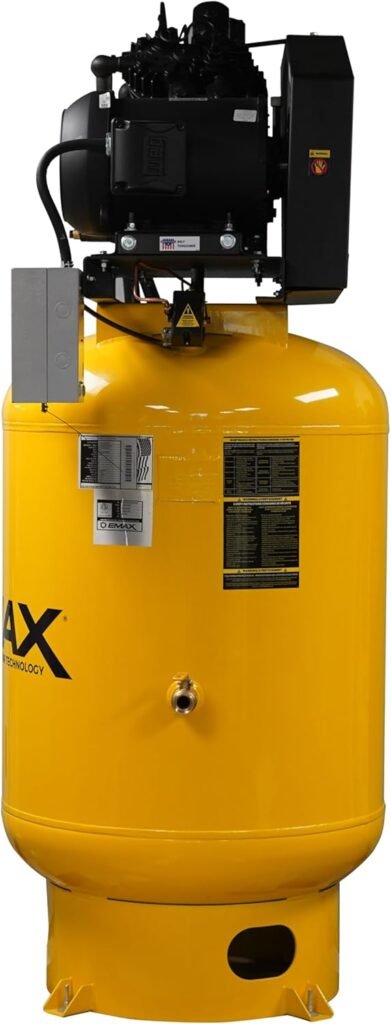 EMAX ESP10V120V1 HP Gallon Stage Single Phase Industrial V4 Pressure Lubricated Pump 38CFM@100 PSI Plus Patented Silent Air Compressor