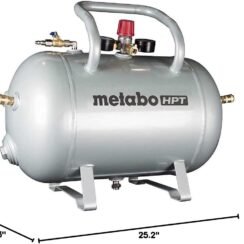 Metabo HPT Reserve Air Tank, High Capacity 10 Gallon Air Tank, ASME Certified, 5 Quick Connect Couplers, Industrial Pressure Gauges, Angled Steel Legs for Stability, UA3810AB