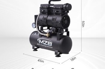 MZB 2.4 Gallon Ultra Quiet Air Compressor 1.0HP 110V/60Hz 5.65CFM, MAX 115PSI Steel Tanks Oil-Free 65dB Noise Level Air Compressor for Spray Painting, Auto Repair, Carpentry Decoration