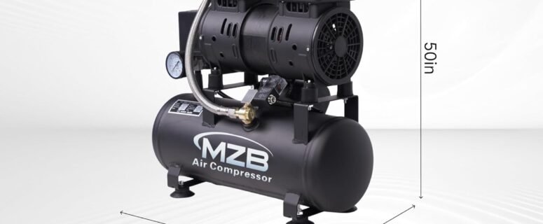 MZB 2.4 Gallon Ultra Quiet Air Compressor 1.0HP 110V/60Hz 5.65CFM, MAX 115PSI Steel Tanks Oil-Free 65dB Noise Level Air Compressor for Spray Painting, Auto Repair, Carpentry Decoration