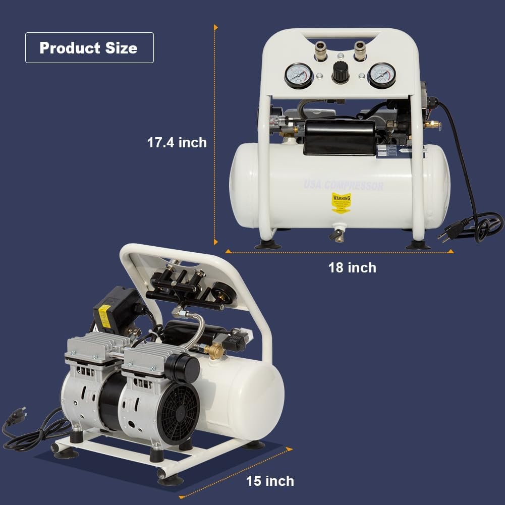 Portable Air Compressor, Ultra Quiet Oil-Free Electric Air Compressor PSI Max with CFM, Quick Recovery, 2.5 Gallon Tank, Ideal for Tire Inflation, Hot Dog Air Tools Garage Auto Repair Portable Air Compressor, Ultra Quiet Oil-Free Electric Air Compressor PSI Max with CFM, Quick Recovery, 2.5 Gallon Tank, Ideal for Tire Inflation, Hot Dog Air Tools Garage Auto Repair