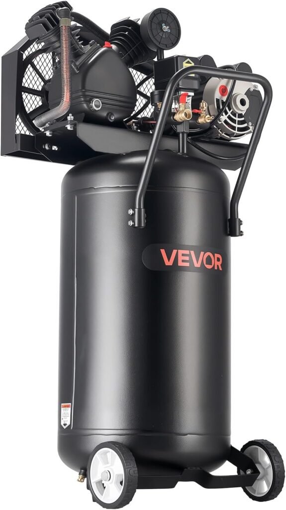 VEVOR 10-Gallon Air Compressor, 2HP 4.8 SCFM at 90PSI, Max 125PSI Pressure Oil-Free Air Compressor Tank, Portable on Wheels for Auto Repair, Tire Inflation, Spray Painting, Woodwork Nailing, 120V