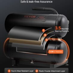 VEVOR Air Compressor, 4.6 Gallon Steel Tank, 1HP 2.2CFM@90 PSI Oil Free Air Compressor & Max 120PSI Pressure, 80dB Ultra Quiet Portable Compressor for Auto Repair, Tire Inflation, Spray Painting, 120V