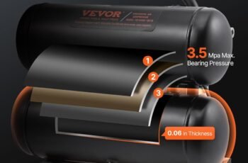 VEVOR Air Compressor, 4.6 Gallon Steel Tank, 1HP 2.2CFM@90 PSI Oil Free Air Compressor & Max 120PSI Pressure, 80dB Ultra Quiet Portable Compressor for Auto Repair, Tire Inflation, Spray Painting, 120V