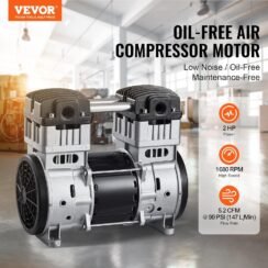 VEVOR Air Compressor Motor, 2HP 5.2CFM @ 90PSI Oil Free Air Compressor Pump & Max. 145PSI Pressure, 78dB Ultra-Quiet Compressor Motor for Auto Repair, Tire Inflation, Spray Painting, Woodwork Nailing VEVOR Air Compressor Motor, 2HP 5.2CFM @ 90PSI Oil Free Air Compressor Pump & Max. 145PSI Pressure, 78dB Ultra-Quiet Compressor Motor for Auto Repair, Tire Inflation, Spray Painting, Woodwork Nailing