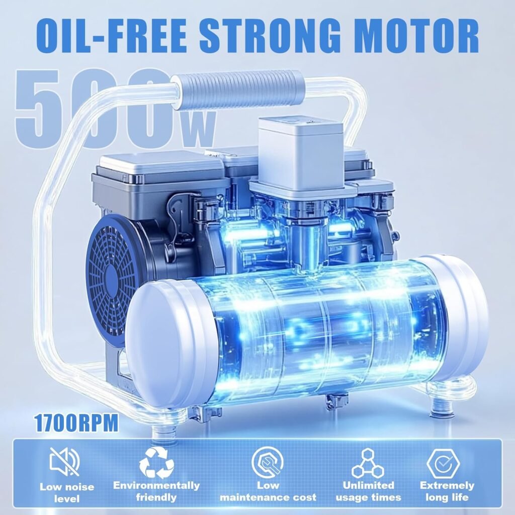 AZZUNO Gallon Air Compressor, 1.6CFM@90PSI Oil Free Air Compressor Tank  Max.116PSI Pressure, dB Ultra Quiet Compressor for Auto Repair, Tire Inflation, Spray Painting, Woodwork Nailing