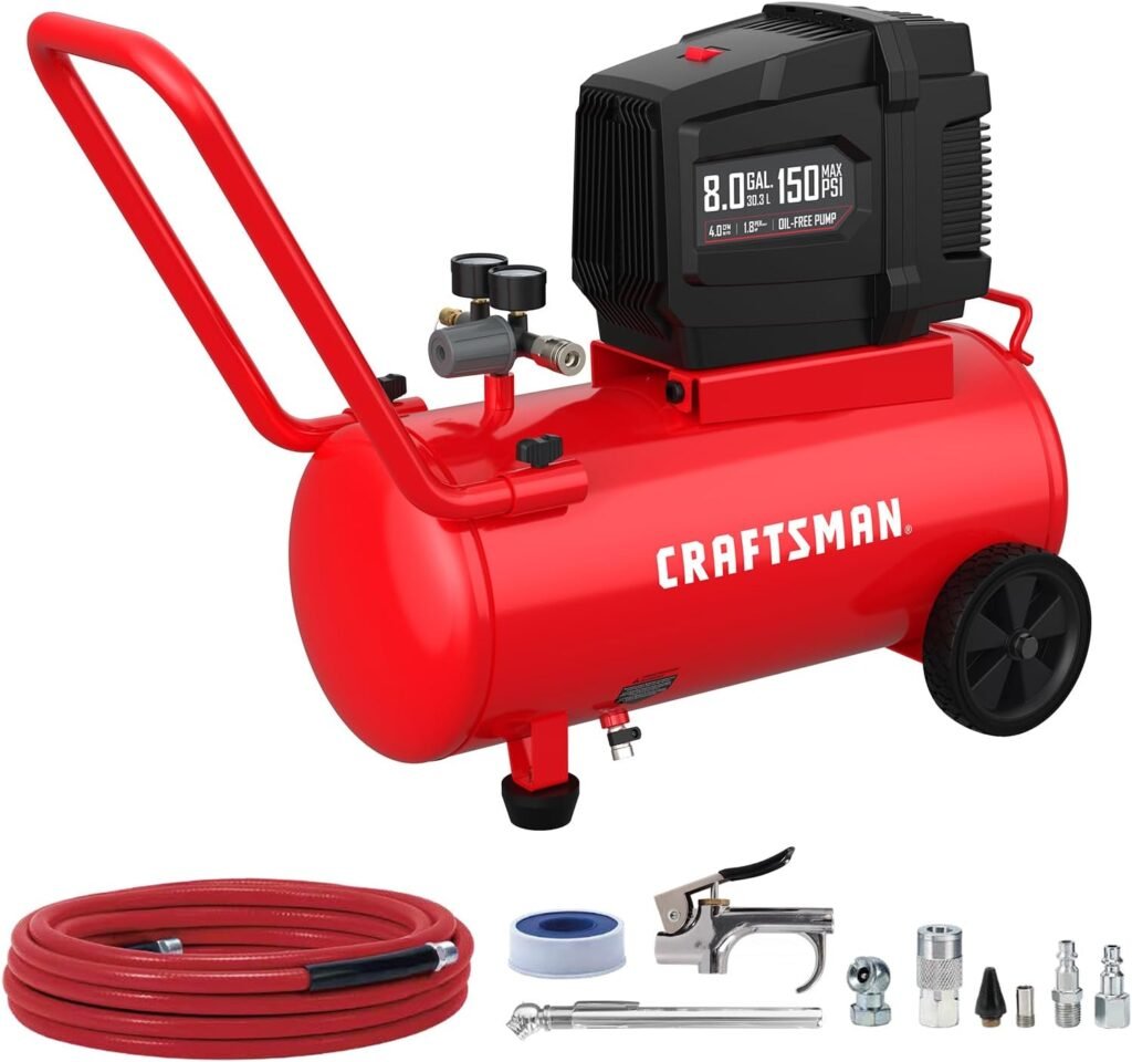 CRAFTSMAN Air Compressor Gallon Oil-Free 1.8 HP Max PSI Horizontal Tank Portable