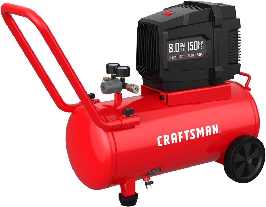 CRAFTSMAN Air Compressor Gallon Oil-Free 1.8 HP Max PSI Horizontal Tank Portable