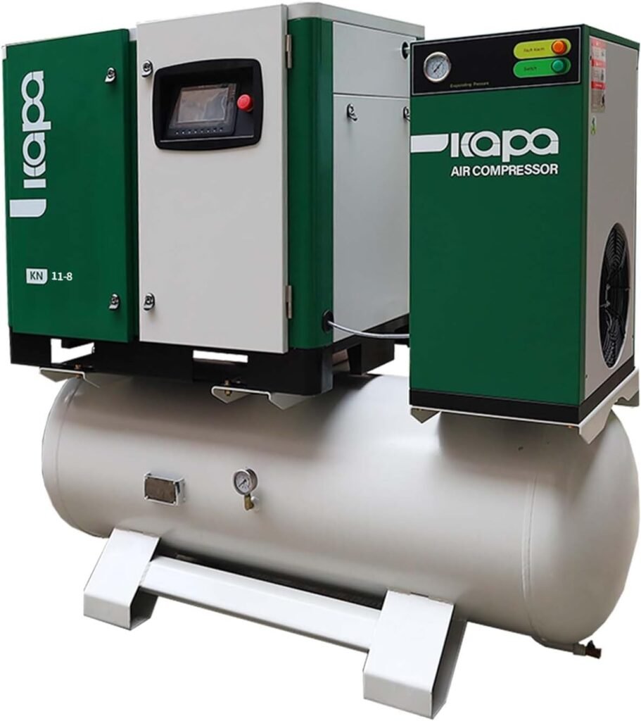 KAPA KN 11-8 11KW/15HP Rotary Screw Air Compressor 220V 66CFM 116psi in 1Industrial Air compressor for manufacturing production with air dryer,air storage tank, filter