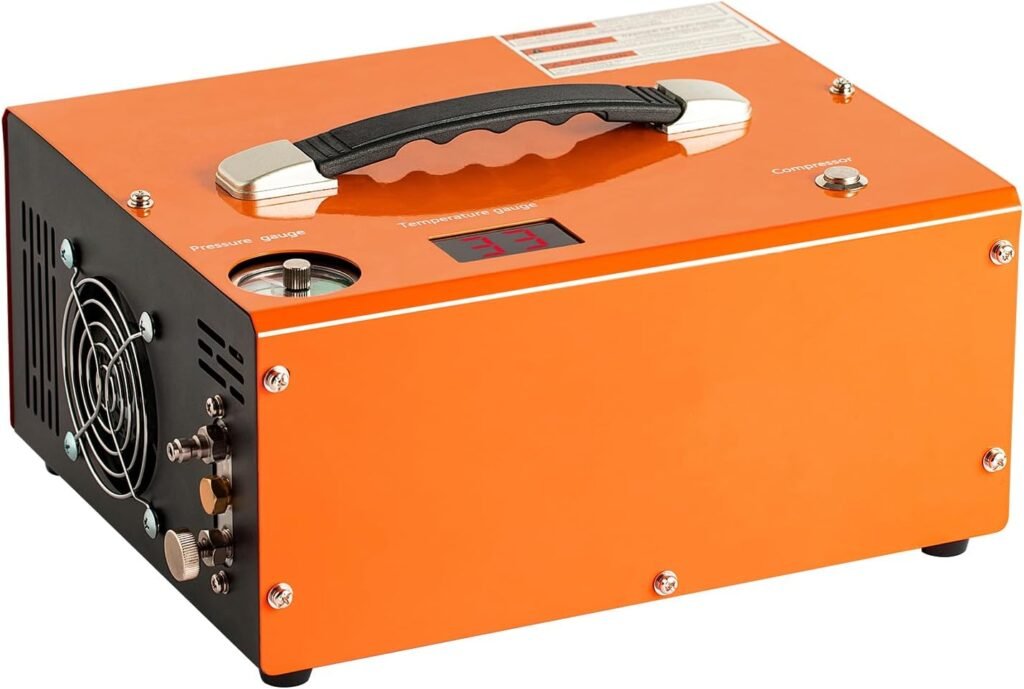 PCP Air Compressor 4500Psi/30Mpa, 300W Oil-Free Fast Fill Pump with Auto Shut-Off, Dual Power 12V DC  110V AC, Built-in Fan, Portable Air Pump Paintball, Air Rifle, Airguns HPA Tanks