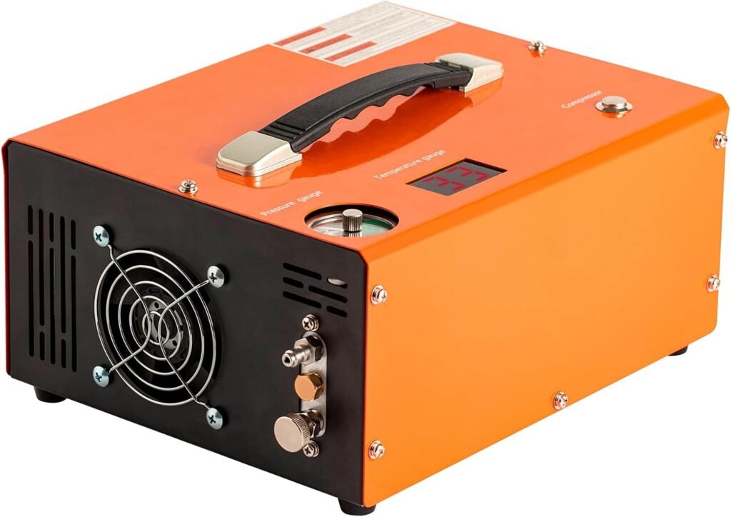PCP Air Compressor 4500Psi/30Mpa, 300W Oil-Free Fast Fill Pump with Auto Shut-Off, Dual Power 12V DC  110V AC, Built-in Fan, Portable Air Pump Paintball, Air Rifle, Airguns HPA Tanks
