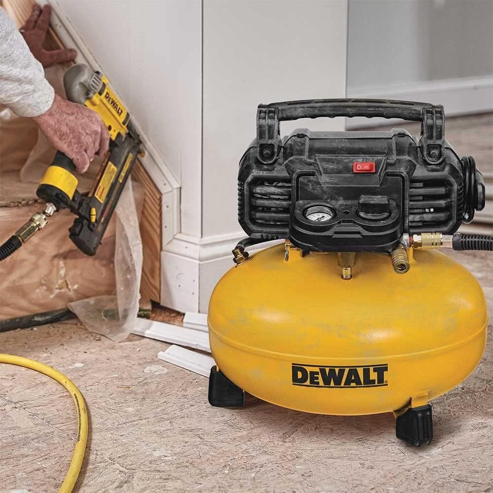 DEWALT DWFP1KIT Gauge Brad Nailer and Gallon Oil-Free Pancake Air Compressor Combo Kit