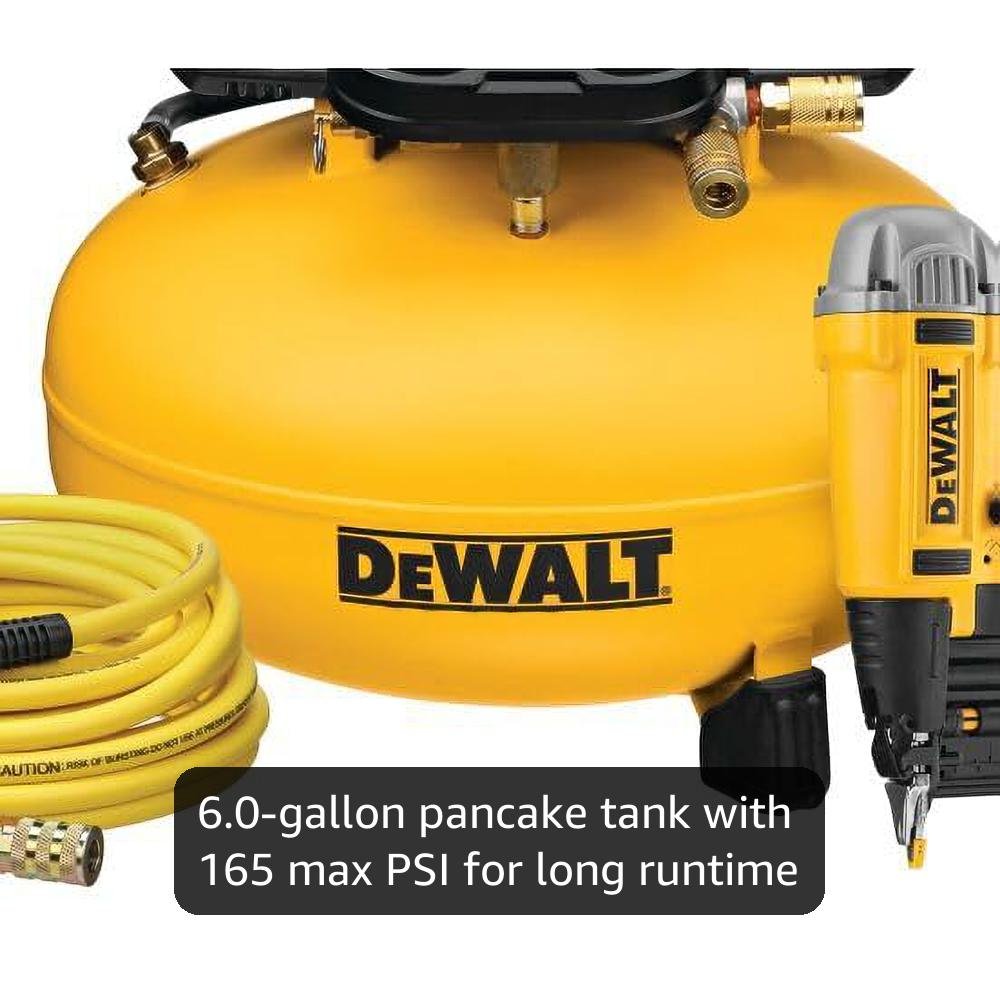 DEWALT DWFP1KIT Gauge Brad Nailer and Gallon Oil-Free Pancake Air Compressor Combo Kit