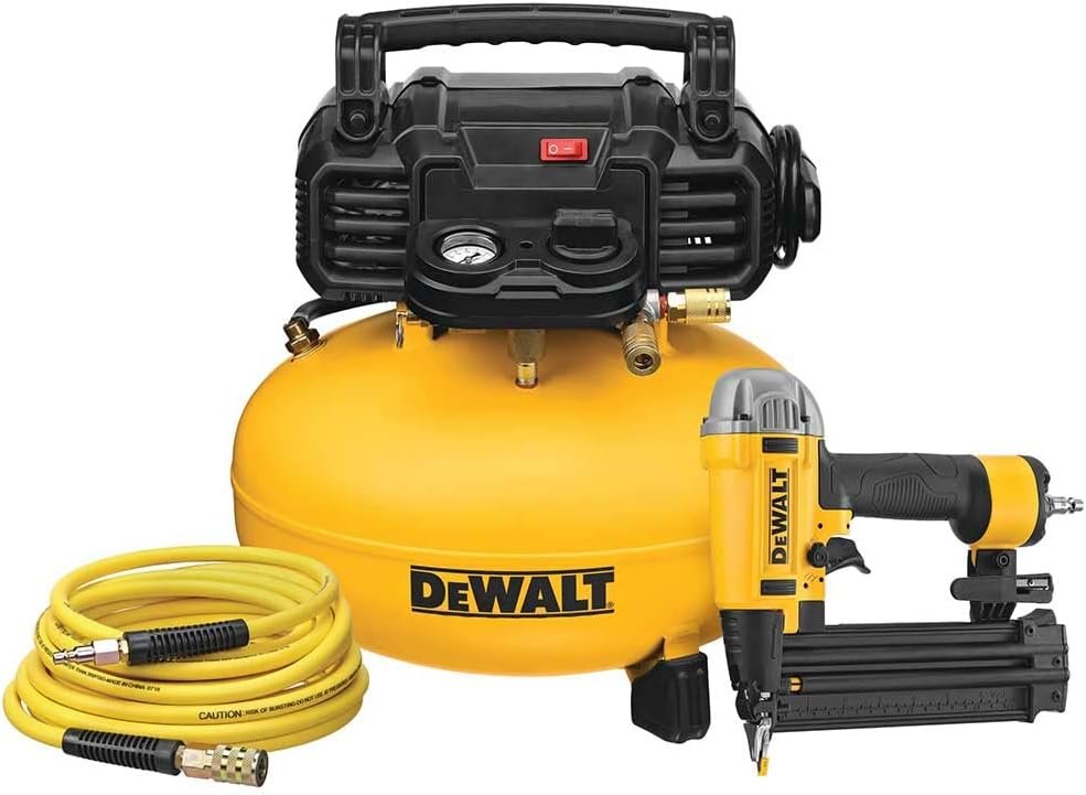 DEWALT DWFP1KIT Gauge Brad Nailer and Gallon Oil-Free Pancake Air Compressor Combo Kit
