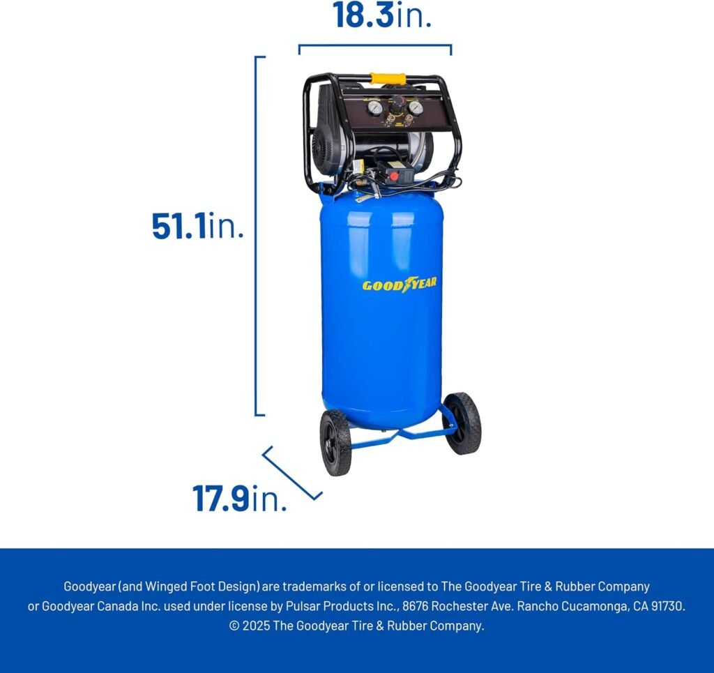 Goodyear Gallon PSI Super Quiet Oil Free Electric Vertical Air Compressor