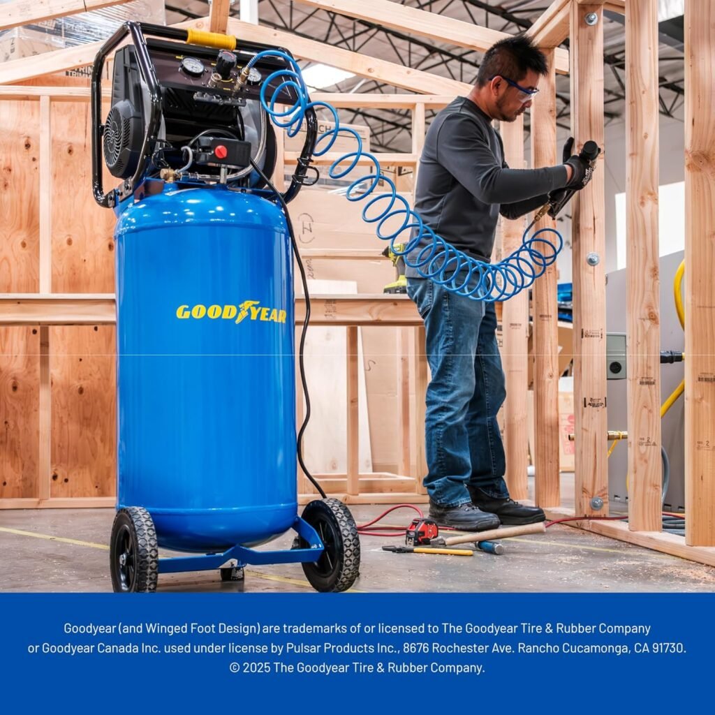 Goodyear Gallon PSI Super Quiet Oil Free Electric Vertical Air Compressor